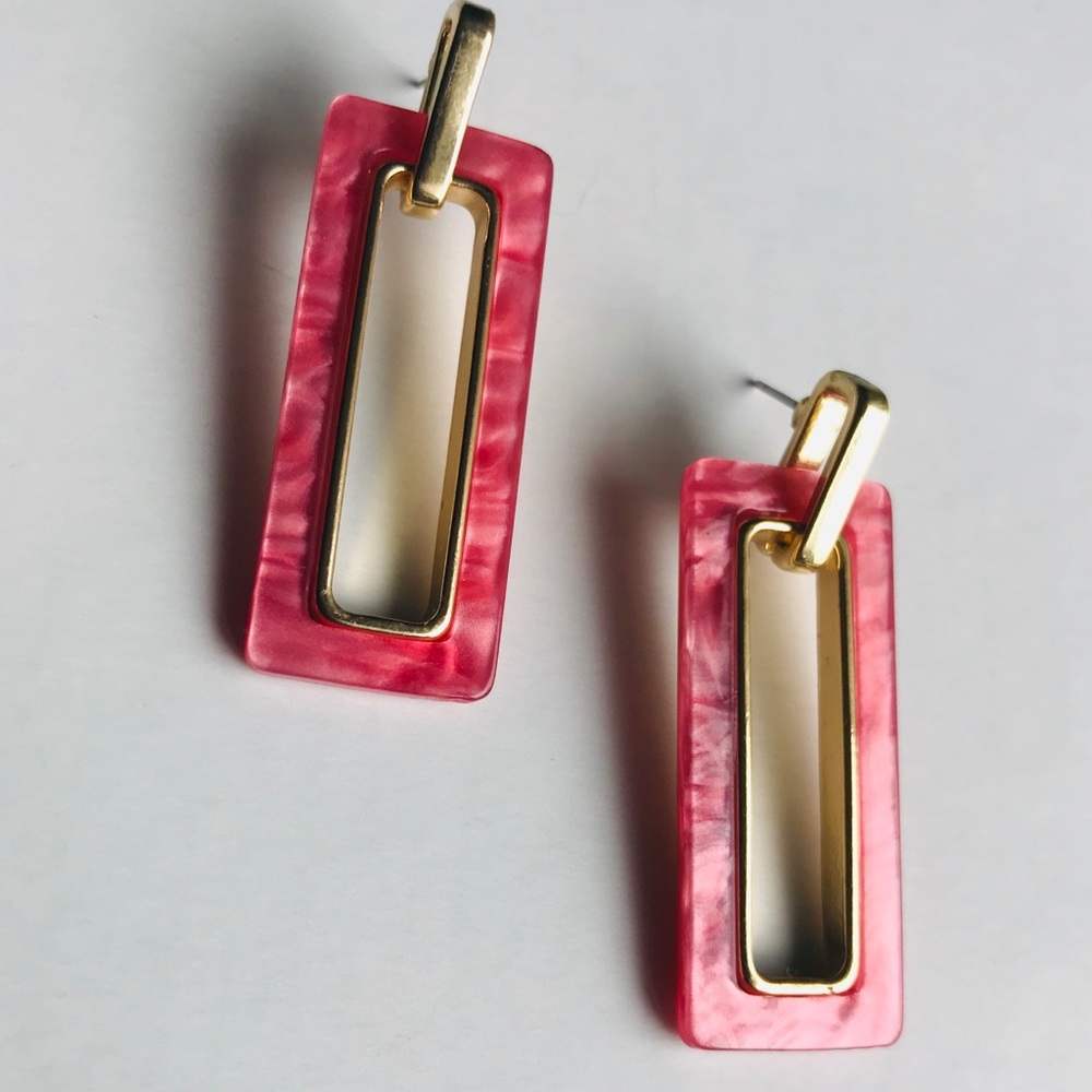 Pink earrings - rectangle dangling